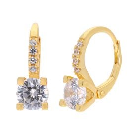 trendor 21356-01 Damen-Ohrringe 925 Silber Vergoldet Creolen Zirkonia Weiß