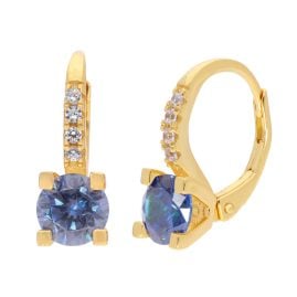 trendor 21356-05 Women's Earrings Gold-Plated Silver Dark Blue Cubic Zirconia