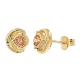 trendor 21430-10 Women's Earrings 925 Silver Gold-Plated Orange Stones