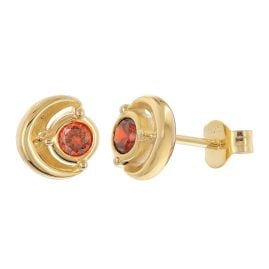 trendor 21430-16 Women's Earrings 925 Silver Gold-Plated Garnet Red Stones