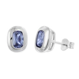 trendor 21440-06 Women's Stud Earrings Silver with Tanzanite Blue Zirconia