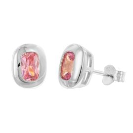 trendor 21440-09 Women's Stud Earrings 925 Silver Pink Cubic Zirconia