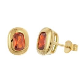 trendor AC8952-10 Women's Stud Earrings 925 Silver Gold-Plated Orange Zirconia
