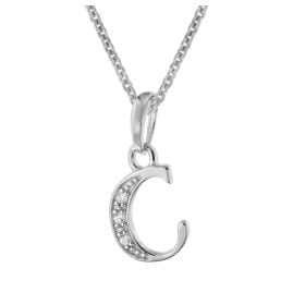 trendor 21240-C Halskette Mit Buchstaben C Anhänger 925 Silber Rhodiniert