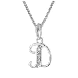 trendor 21240-D Halskette Mit Buchstaben D Anhänger 925 Silber Rhodiniert