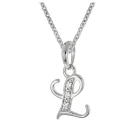 trendor 21240-L Halskette Mit Buchstaben L Anhänger 925 Silber Rhodiniert