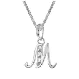 trendor 21240-M Halskette Mit Buchstaben M Anhänger 925 Silber Rhodiniert