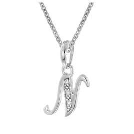 trendor 21240-N Halskette Mit Buchstaben N Anhänger 925 Silber Rhodiniert