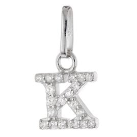 trendor 21270-K Letter K Pendant Rhodium Plated 925 Silver