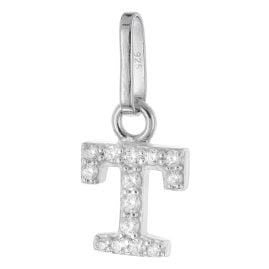 trendor 21270-T Letter T Pendant Rhodium Plated 925 Silver