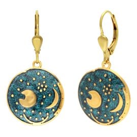 trendor 21548 Earrings Nebra Sky Disc 925 Sterling Silver Green/Gold ⌀ 18 mm