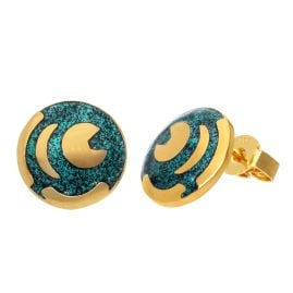 trendor 21545 Ohrringe Himmelsscheibe von Nebra 925 Silber grün/gold ⌀ 12 mm
