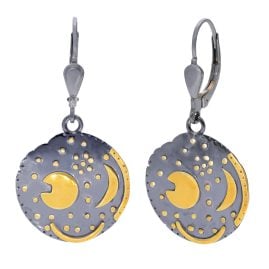 trendor 21547 Ohrringe Himmelsscheibe von Nebra 925 Silber schwarz/gold ⌀18 mm