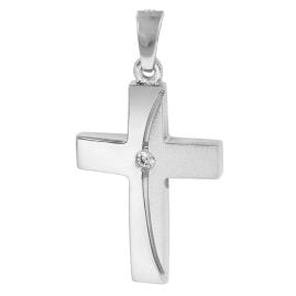 trendor 21553 Cross Pendant 925 Sterling Silver with Cubic Zirconia 21x15 mm