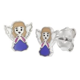 trendor 21551 Girls Angel Earrings 925 Sterling Silver Enamelled