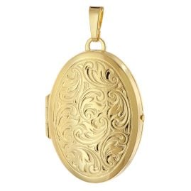 trendor 21570 Ovaler Medaillon-Anhänger Paisley Gold auf 925 Silber 31x23 mm