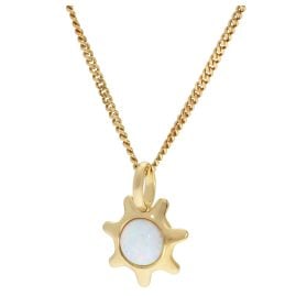 trendor 21562 Damen-Kette mit Anhänger Silber Vergoldet mit synthetischem Opal
