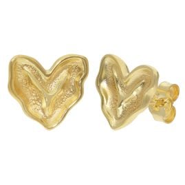 trendor 21563 Damen-Ohrringe Herz-Ohrstecker 925 Silber Vergoldet