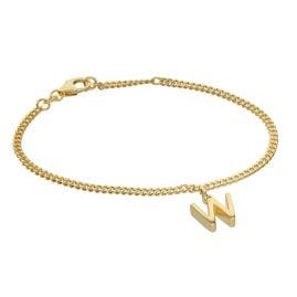 trendor 21602-W Mädchen-Armband mit Buchstabe W 925 Silber Vergoldet