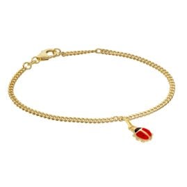 trendor 21576 Girls' Ladybug Charm Bracelet Gold Plated 925 Sterling Silver