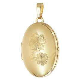 trendor 21565 Medaillon-Anhänger mit Kleeblatt-Gravur 925 Silber Vergoldet