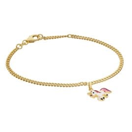 trendor 21624 Mädchen-Armband mit Einhorn-Anhänger 925 Silber Vergoldet