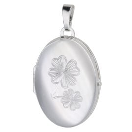 trendor 21567 Medaillon-Anhänger mit Kleeblatt-Gravur 925 Sterlingsilber