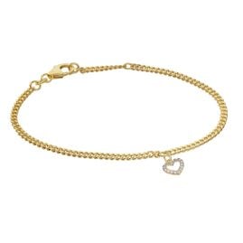 trendor 21664 Girls' Bracelet With Heart Gold Plated 925 Silver Cubic Zirconia