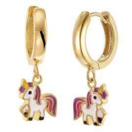 trendor 21618 Girls' Hoop Earrings with Unicorns Gold Plated Silver 925