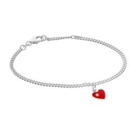 trendor 21619 Girls' Curb Chain Bracelet with Heart Pendant 925 Silver