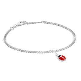 trendor 21575 Girls' Ladybug Charm Bracelet 925 Silver Rhodium Plated