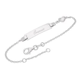 trendor 21628 Gravur-Armband für Kinder mit Herz Silber Namensband 16/14 cm