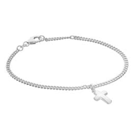 trendor 21580 Mädchen-Armband mit Kreuz 925 Silber Rhodiniert Panzerband