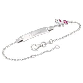 trendor 21629 Gravur-Armband für Kinder Einhorn 925 Silber Namensband 16/14 cm