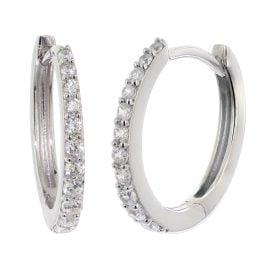 trendor 21693 Women's Earrings 925 Silver Huggies With Cubic Zirconia 14x13 mm