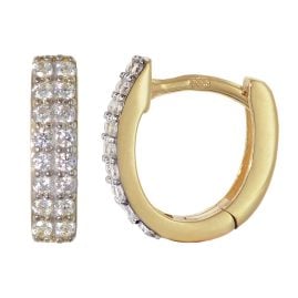 trendor 21695 Women's Earrings 333/8K Gold Hinged Hoops Cubic Zirconia 12 mm