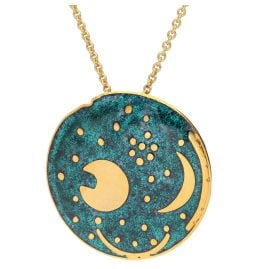 trendor 21453 Damen-Kette Himmelsscheibe von Nebra Silber grün/gold ⌀ 30 mm