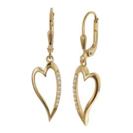 trendor 21711 Damen-Ohrringe Herz Ohrhänger 925 Silber vergoldet mit Zirkonia