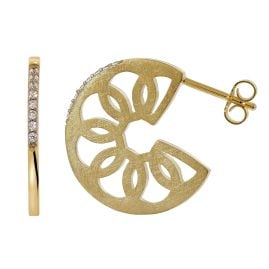 trendor 21712 Women's Stud Earrings Disc Gold Plated 925 Silver Cubic Zirconia