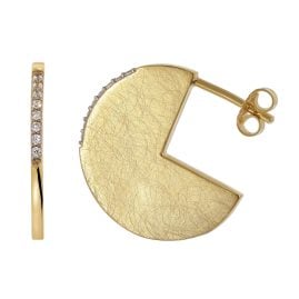 trendor 21713 Women's Stud Earrings Disc Gold Plated Silver 925 Cubic Zirconia