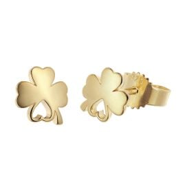 trendor 21715 Girls' Stud Earrings Clover Gold Plated 925 Silver