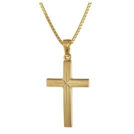 trendor 75278 Cross 24 mm Gold 333 (8 ct.) + Gold-Plated Silver Necklace