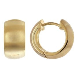 trendor 21725 Hoop Earrings Gold Plated Silver 925 Matte Hoops 14.5 mm