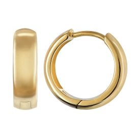 trendor 21741 Unisex Hoop Earrings Polished Gold Plated 925 Silver ⌀ 14 mm