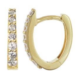 trendor 21747 Women's Hoop Earrings Gold Plated Silver Cubic Zirconia ⌀ 16 mm