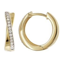 trendor 21751 Damen-Ohrringe Klapp-Creolen 333 Gold (8 K) mit Zirkonia ⌀ 15 mm
