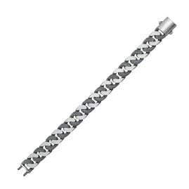 trendor 21810 Men's Curb Chain Bracelet 925 Silver Oxidized Width 13 mm