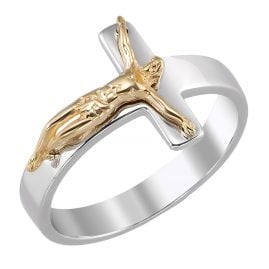trendor 21812 Damenring 925 Silber Rhodiniert Ring mit Kruzifix