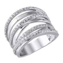 trendor 21820 Damenring 925 Sterlingsilber Rhodiniert mit Zirkonia