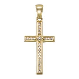 trendor 21834 Anhänger Kreuz Gold 333/8K mit Zirkonia 21 mm